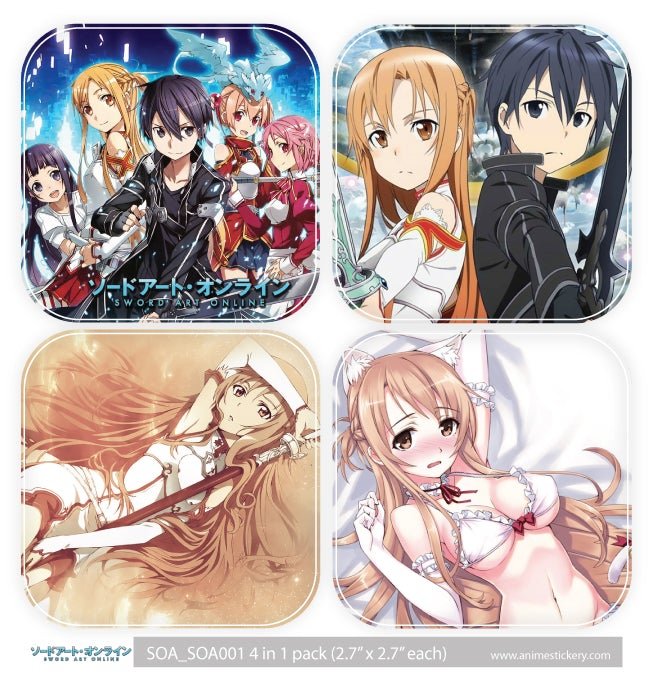 4 in 1 Pack Vinyl Anime Stickers - Anime Stickery Online