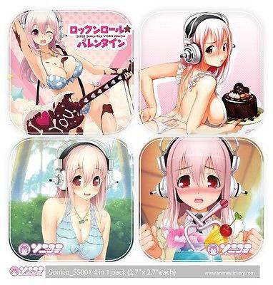 Super Sonico 4 in 1 pack Anime Car Decal Vinyl Sticker with Laminate | Anime Stickery Online