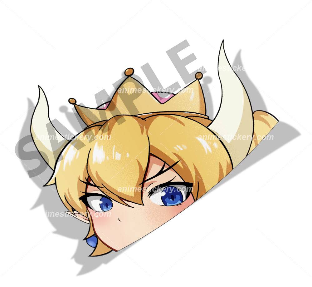 Bowsette | Super Mario Bros | Peeker Anime Stickers for Cars - Anime Stickery Online